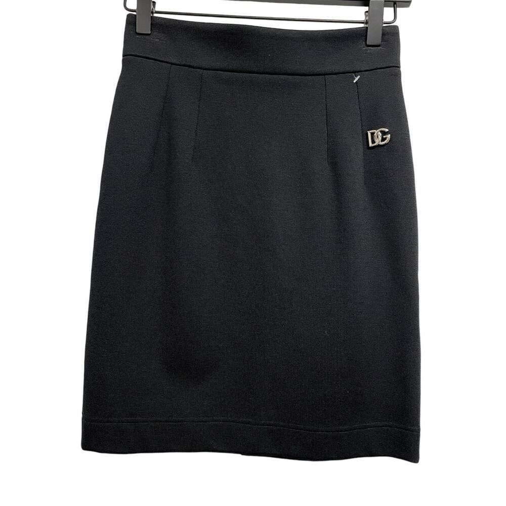 Dolce & Gabbana Women's Vintage Size 38 Black Career A Line Knee Length Skirt